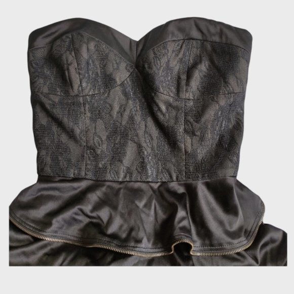 PILGRIM STRALIA Black Strapless Tier Skirt Dress Layered Ruffle - Picture 2 of 9